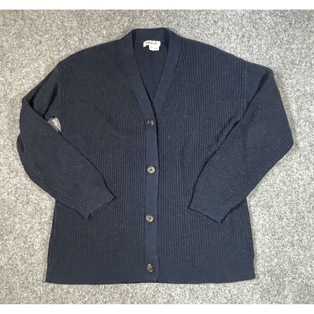 Orvis Cardigan Sweater Size Small Blue Wool Blend Button Up Casual‎ Grandpa